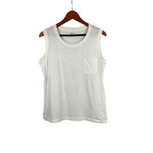 Madewell Womens White Sleeveless Pocket Tee  New With Tags  Size M  100% Cotton